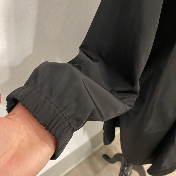 Eileen Fisher Black Recycled Polyester Hooded Coat Medium Preowned - Picture 4 of 12